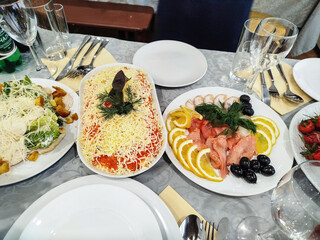 Festive food arrangement on table