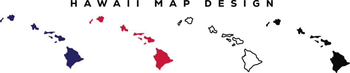 Minimal Hawaii State Outline – Line Art Map Silhouette