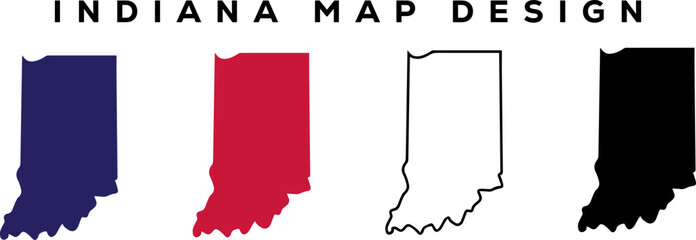 Minimal Indiana State Outline – Line Art Map Silhouette