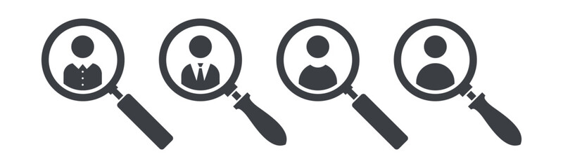 Hiring icon set illustration. Human resources sign and symbol. Profile Searching and Recruitment vector