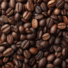 Naklejka premium Close-up view of many coffee beans