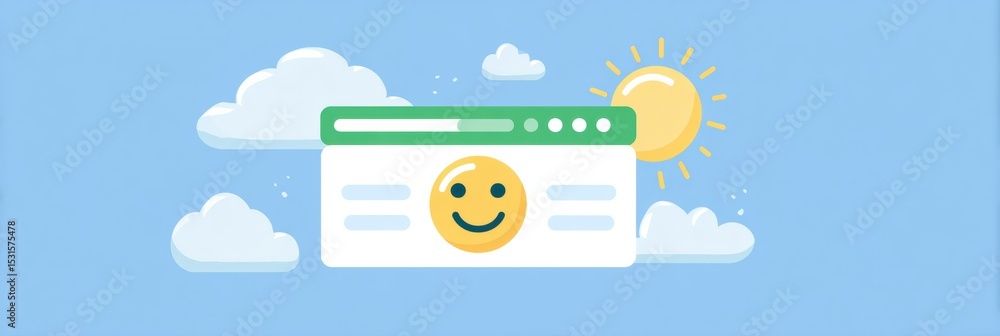 Poster Positive Feedback Pop-Up With Calming Colors and Clear Space, Enhancing User Experience in a Digital Setting on a Sunny Day