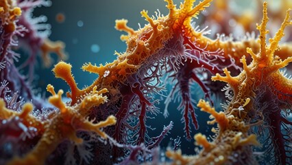 Macro of Biofilm Texture with Bacterial Colonies and Extracellular Matrix