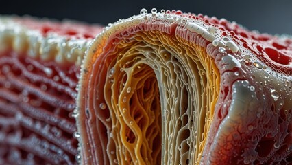 Macro View of Folded Bio-Engineered Layers with Cellular Surface Texture
