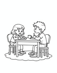 Two children coloring at a table during learning activities for kids  