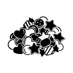 Vector icon of Halloween candy assortment in black style