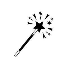 Vector Halloween magic wand icon with stars and sparkles