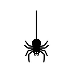 Halloween spider icon hanging on a web