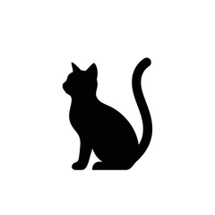 Black cat silhouette icon for Halloween decoration