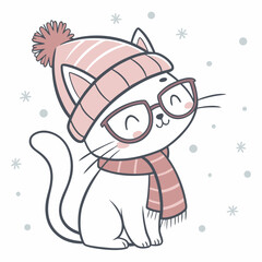 Peaceful Cat illustration Cozy winter SVG (wearing glasses)