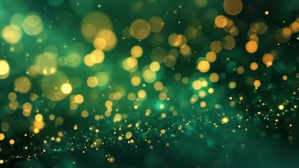 Abstract bokeh background with gold and green sparkles - Powered by Adobe