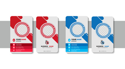 Modern Corporate ID Card Design Template | Red and White Business Card Layout | Professional Identity Badge Template