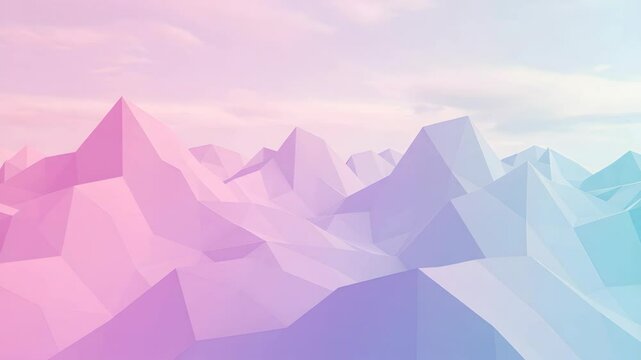Abstract Low Poly Mountain Landscape in Pastel Colors with Soft Lighting and Geometric Shapes
