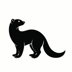  Sleek Black Ferret or Weasel Silhouette Vector Illustration - Minimalist Wild Animal Design