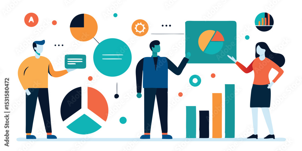 Poster business team collaboration data analysis charts graphs presentation