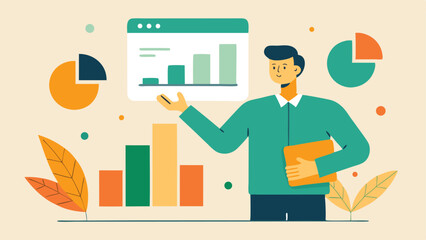 Businessman presenting data charts graphs financial report