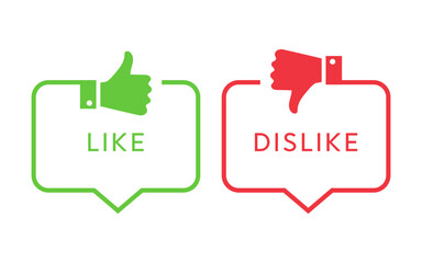 Like and dislike icon set illustration. Thumb up and thumb down icons.