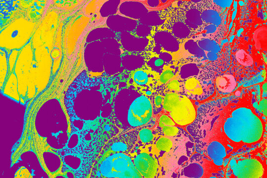 Multi coloured Abstract Ebru marbling effect pattern