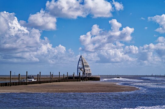 Observation tower at the harbor entrance of Juist, Aurich, East Frisia, Lower Saxony, Germany