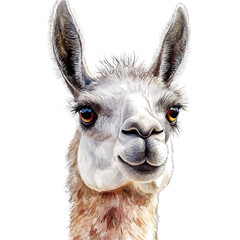 Obraz premium watercolor vector of Llama Close Up, isolated on a white background.