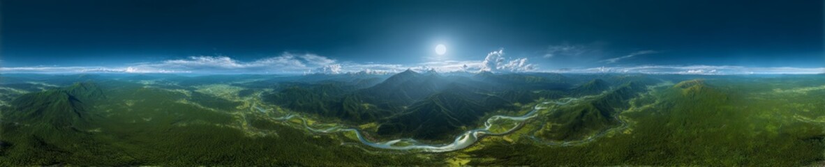 Breathtaking 360 degree hdr landscape view of majestic mountains