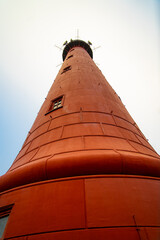 IJmuiden High Lighthouse. Cast iron high lighthouse of North Sea port IJmuiden, North Holland,...