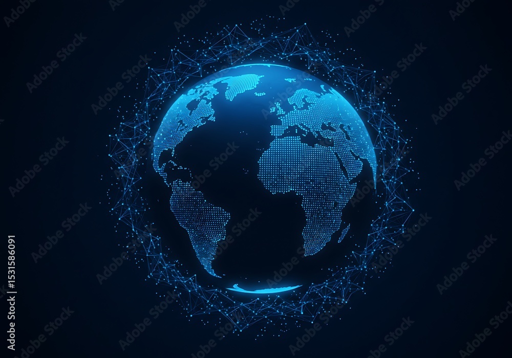 Aufkleber digital earth globe network connection background for global technology and business concept design