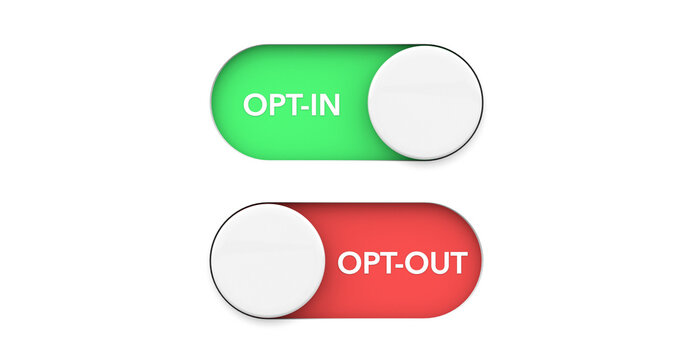 Opt In Vs out Marketing Consent Agree to policy and Terms 3d Illustration