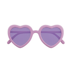 3D purple heart sunglasses isolated on transparent background 