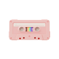 Fototapeta premium 3d pink cassette tape with rainbow label