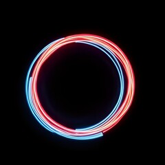 Set of glowing neon color circles round curve shape 