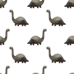 seamless pattern with dinosaurs, decor elements. Colorful illustration, flat style. design for fabric, print, wrapper	
