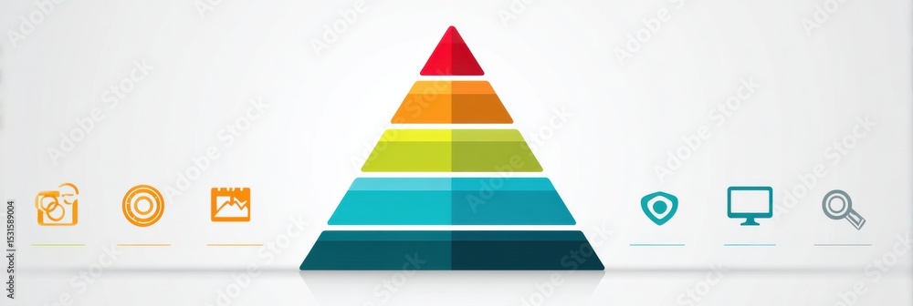 Poster Visual Hierarchy of Personal Development Goals Illustrated Through a Colorful Pyramid Design on a Light Background