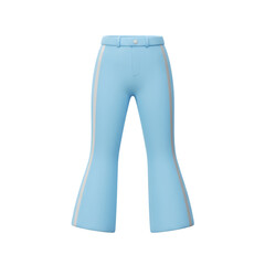 3d blue low rise pants, isolated on transparent background