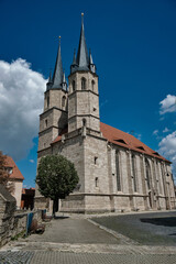 Stunning Gothic Church Spire Majestically Rising Under a Beautiful, Clear Blue Sky. Germany.