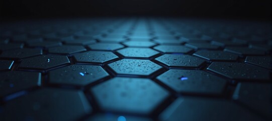 Minimalist hexagonal matte pattern with subtle blue energy glow