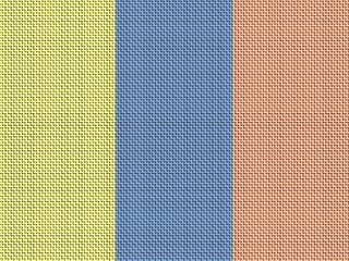 Abstract seamless textile pattern with three vertical pastel color blocks: pale yellow, dusty blue, and light peach, creating a soft and calming design.