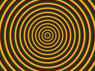 Abstract hypnotic background with concentric circles in gold, dark green, and maroon, creating a rich and visually engaging design.