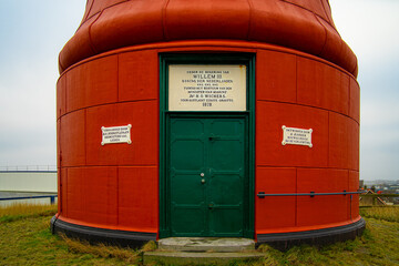 IJmuiden High Lighthouse. Cast iron high lighthouse of North Sea port IJmuiden, North Holland,...