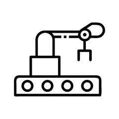 Industrial robotic arm on conveyor belt in minimalist design  