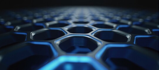 Minimalist hexagonal matte pattern with subtle blue energy glow