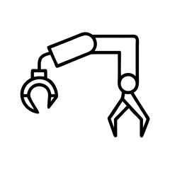 Robotic claw gripping mechanism in minimalist line art style  