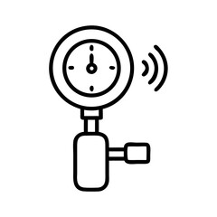Pressure sensor gauge with dial indicator in linear design style  