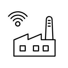 Factory icon with Wi-Fi signal in minimalist line art style  