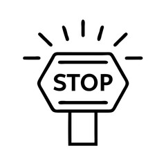 Emergency stop sign icon with alert lines in simple style  