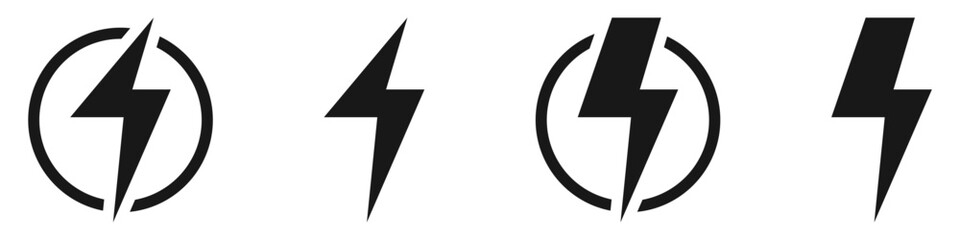 thunder bolt flash icon, flash lightning bolt icon - Electric power icon symbol - Power energy icon sign