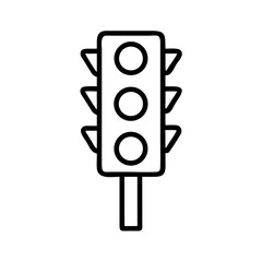 Outline traffic light with three circles on a vertical pole  
