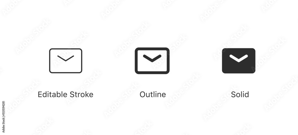 Poster Mail envelope icon symbol, email message icon sign - Mail icon button , notification new message icons buttons in editable stroke