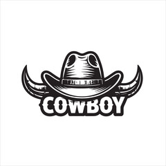 Vector Silhouette of Western Hat and Longhorn | Cowboy Rodeo Western Design