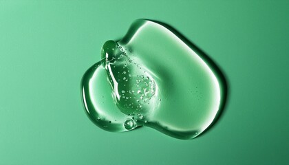 cosmetic clear gel balm smear on light green